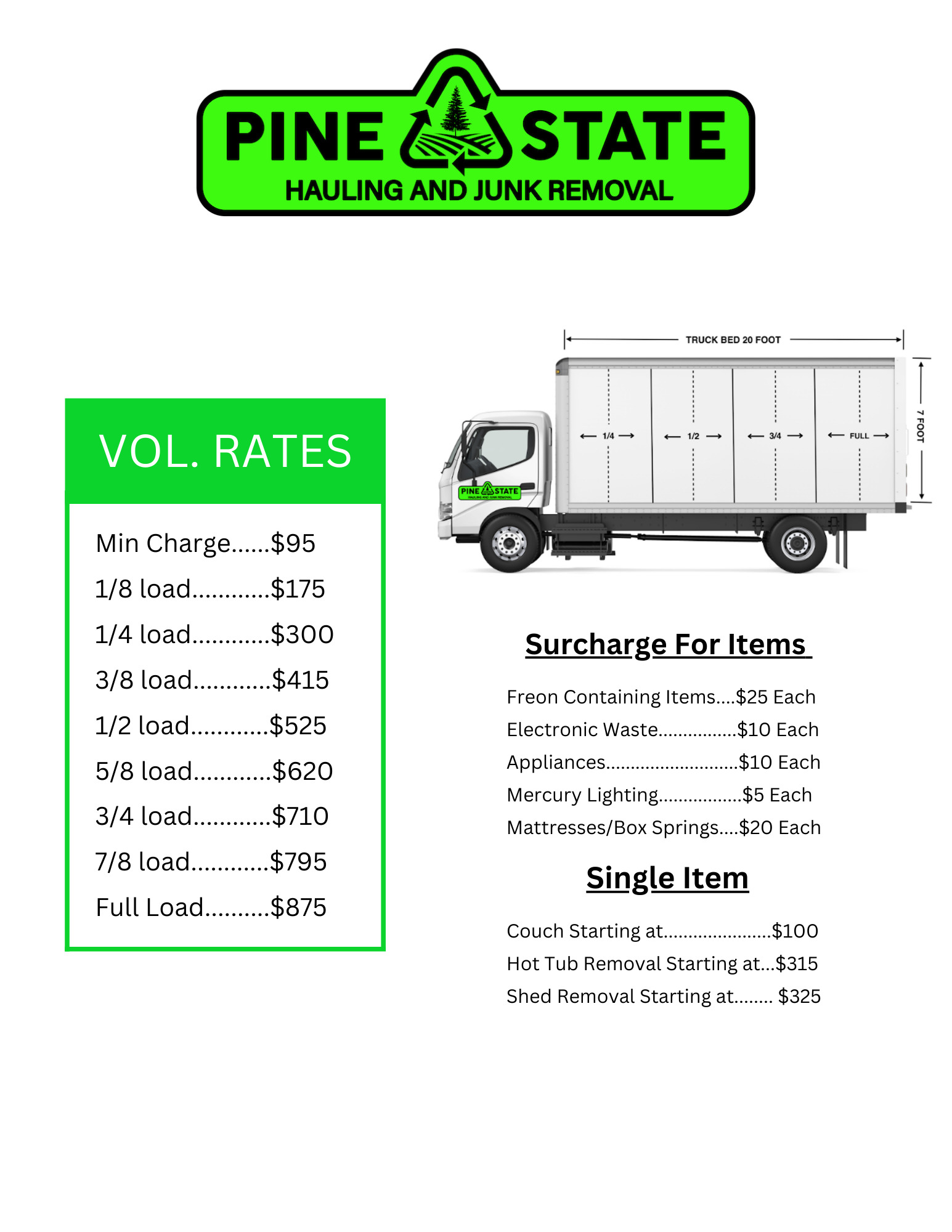 PRICING - Pine State Hauling and Junk Removal
